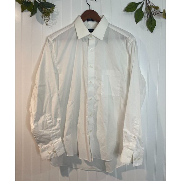 Men's Long Sleeve Slim Fit Dress Shirt - White- Pierre Cardin-M -15/15.5 - Picture 1 of 9